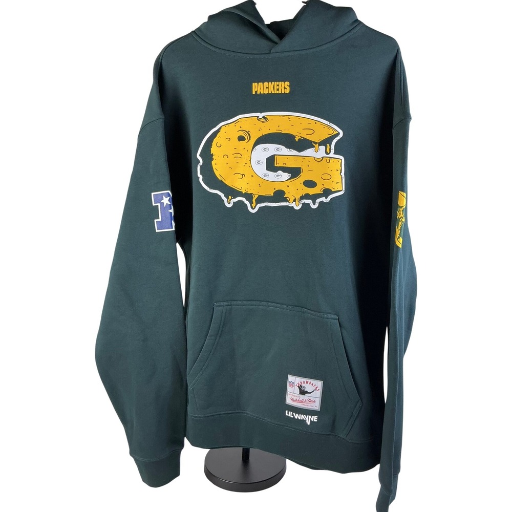 Mitchell & Ness Lil Wayne Packers Hoodie Green Bay NFL Throwback Mens XL - Picture 2 of 16